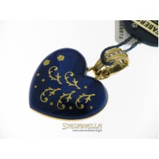 FABERGE' pendente cuore oro giallo 18kt smalto blue e diamanti referenza F-1099